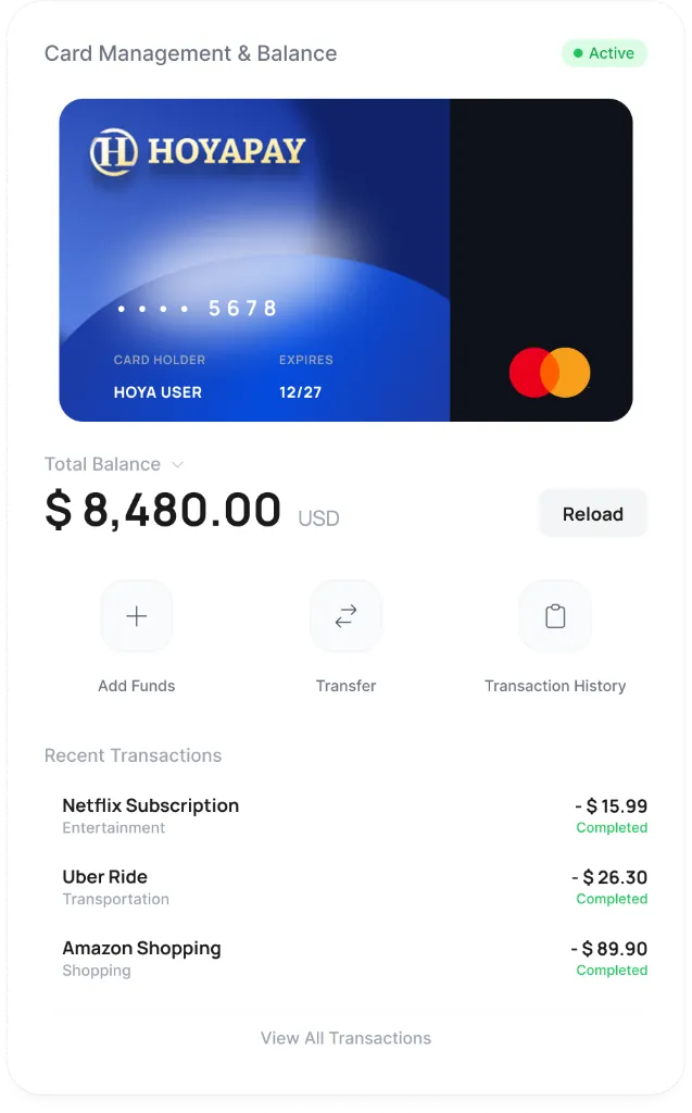 HoyaPay Card Management & Balance