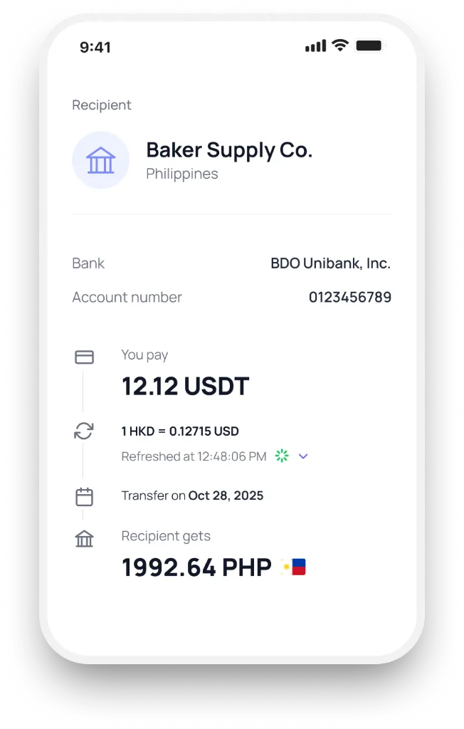 HoyaPay crypto to local currency transfer
