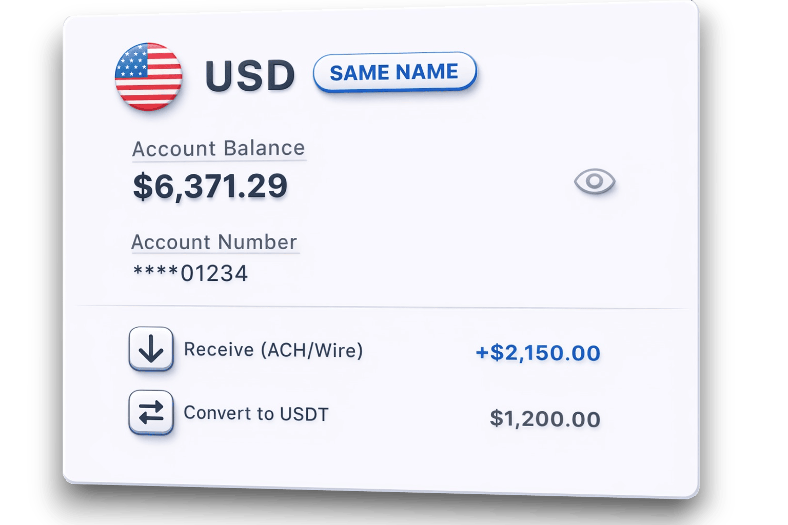 HoyaPay Global USD Account dashboard preview